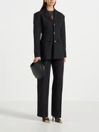 Manière De Voir Claire Wide Shoulder Cinch Waist Blazer