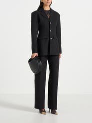 Manière De Voir Claire Wide Shoulder Cinch Waist Blazer