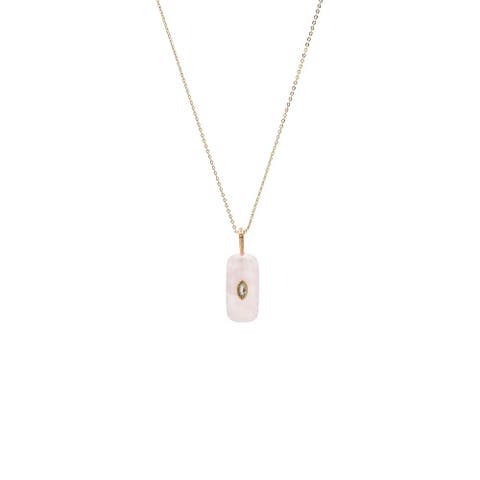 CZ Marquise Bezeled Natural Stone Pendant Necklace