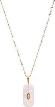 BY ADINA EDEN CZ Marquise Bezeled Natural Stone Pendant Necklace