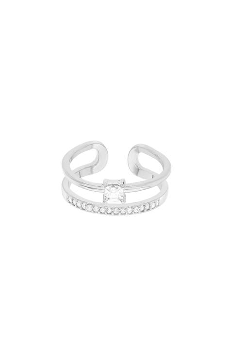 14k Gold Plated Saya Double Band Ring Dainty Bold Trendy