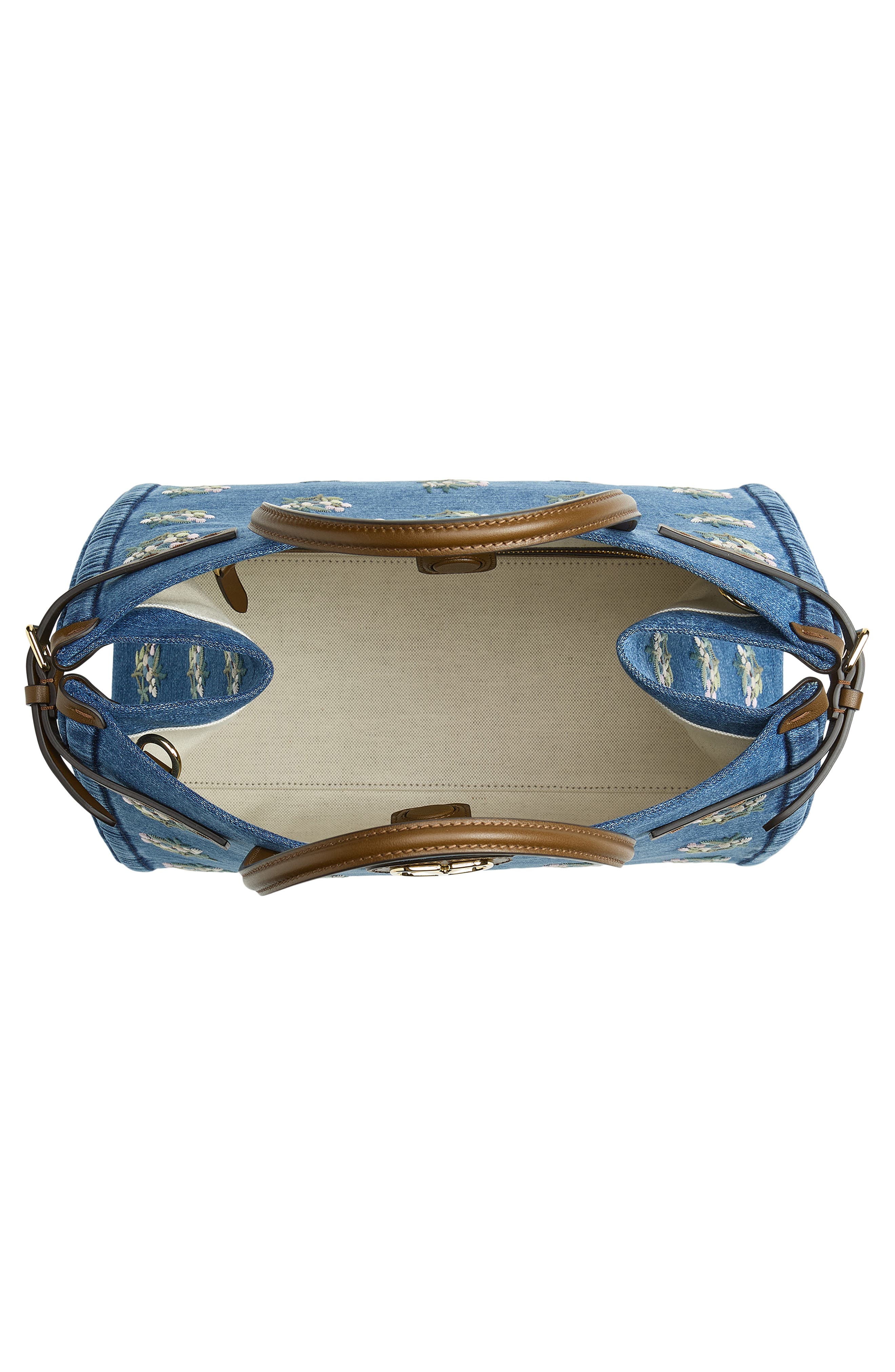Valentino Garavani Medium Antibes Embroidered Denim Tote, Alternate, color, Blue Multi