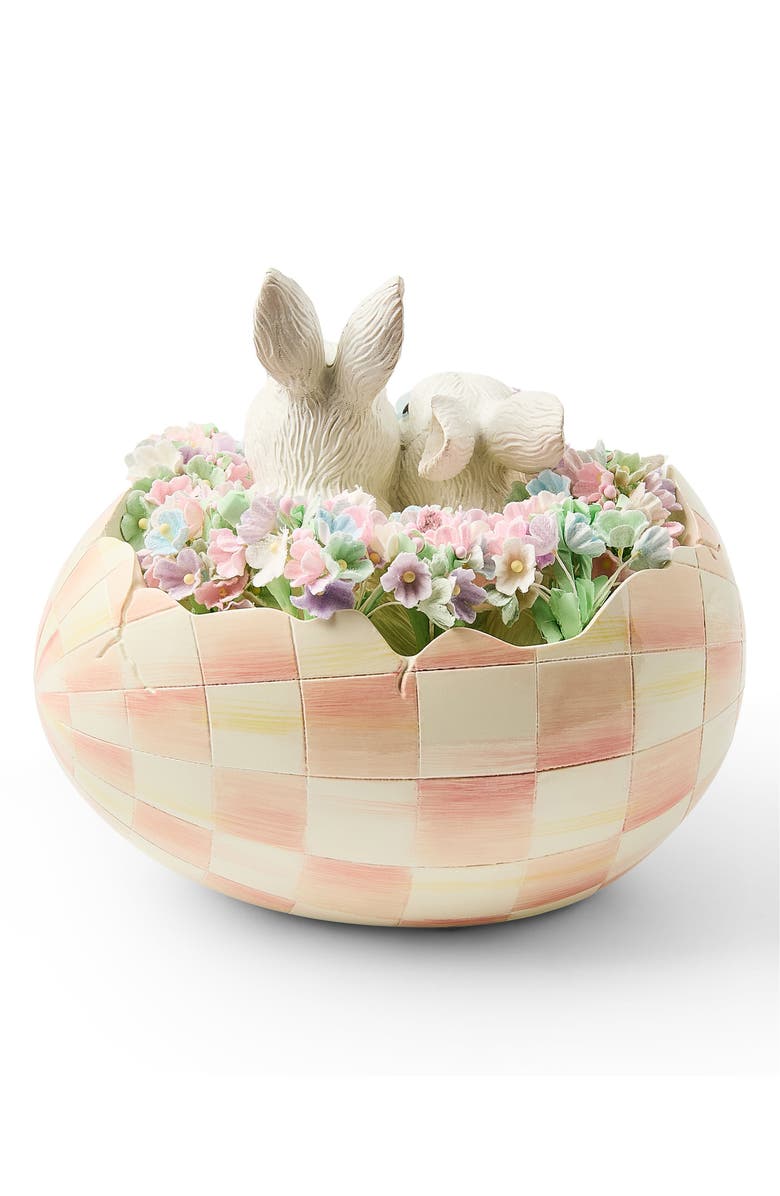 MACKENZIE CHILDS Rosy Check Peekaboo Bunny Egg Figurine, Alternate, color, Pink