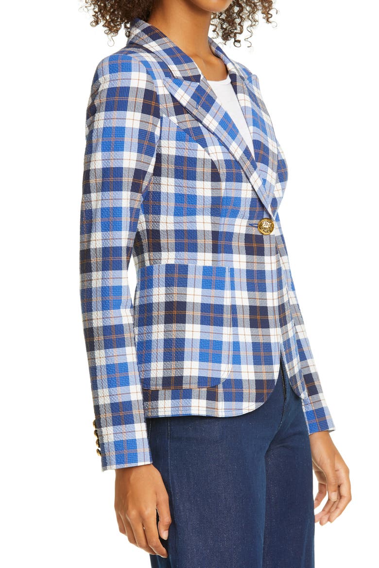 Duchess Plaid Seersucker Blazer, Alternate, color, BLUE/ WHITE PLAID