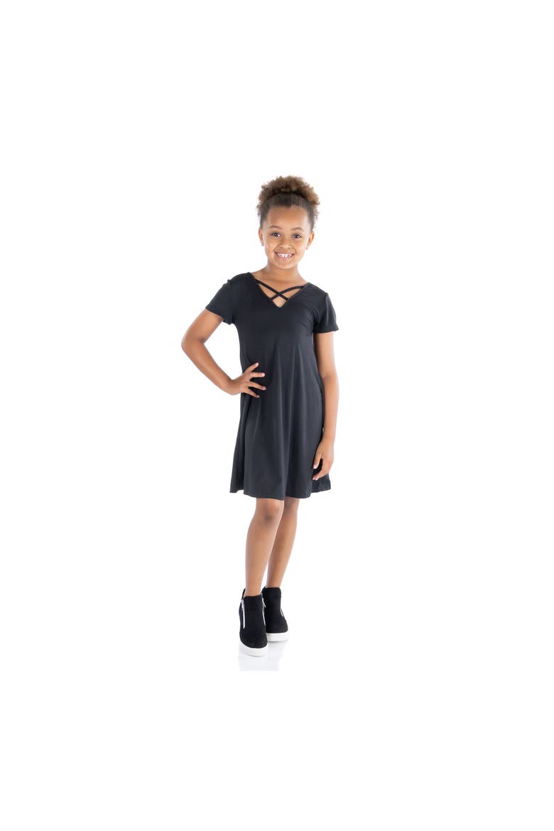 Short Sleeve T Shirt Dress, Main, color, Black
