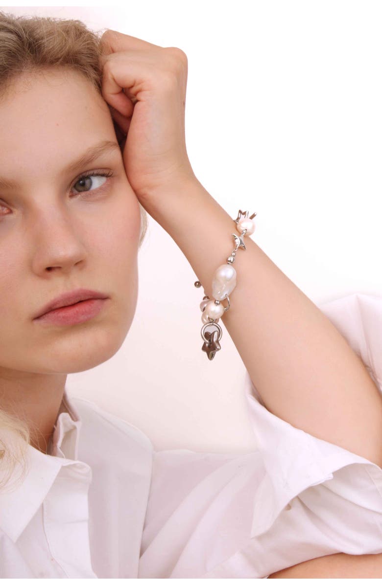 Velvet Luna Baroque Pearl Piercing Bracelet, Alternate, color, Silver