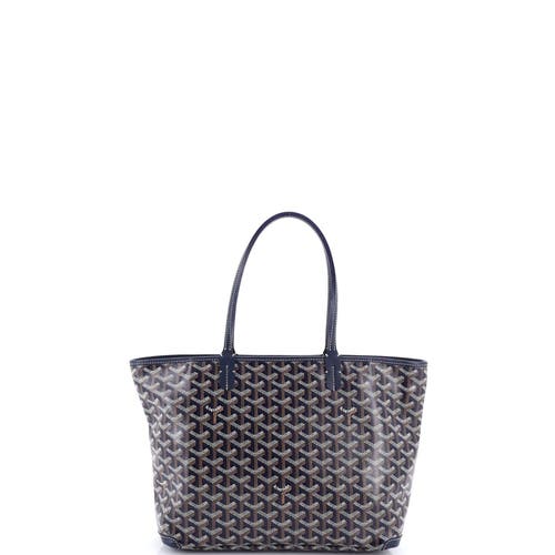 Pre-owned Goyard Goyard Artois Tote Coated Canvas Pm In Blue