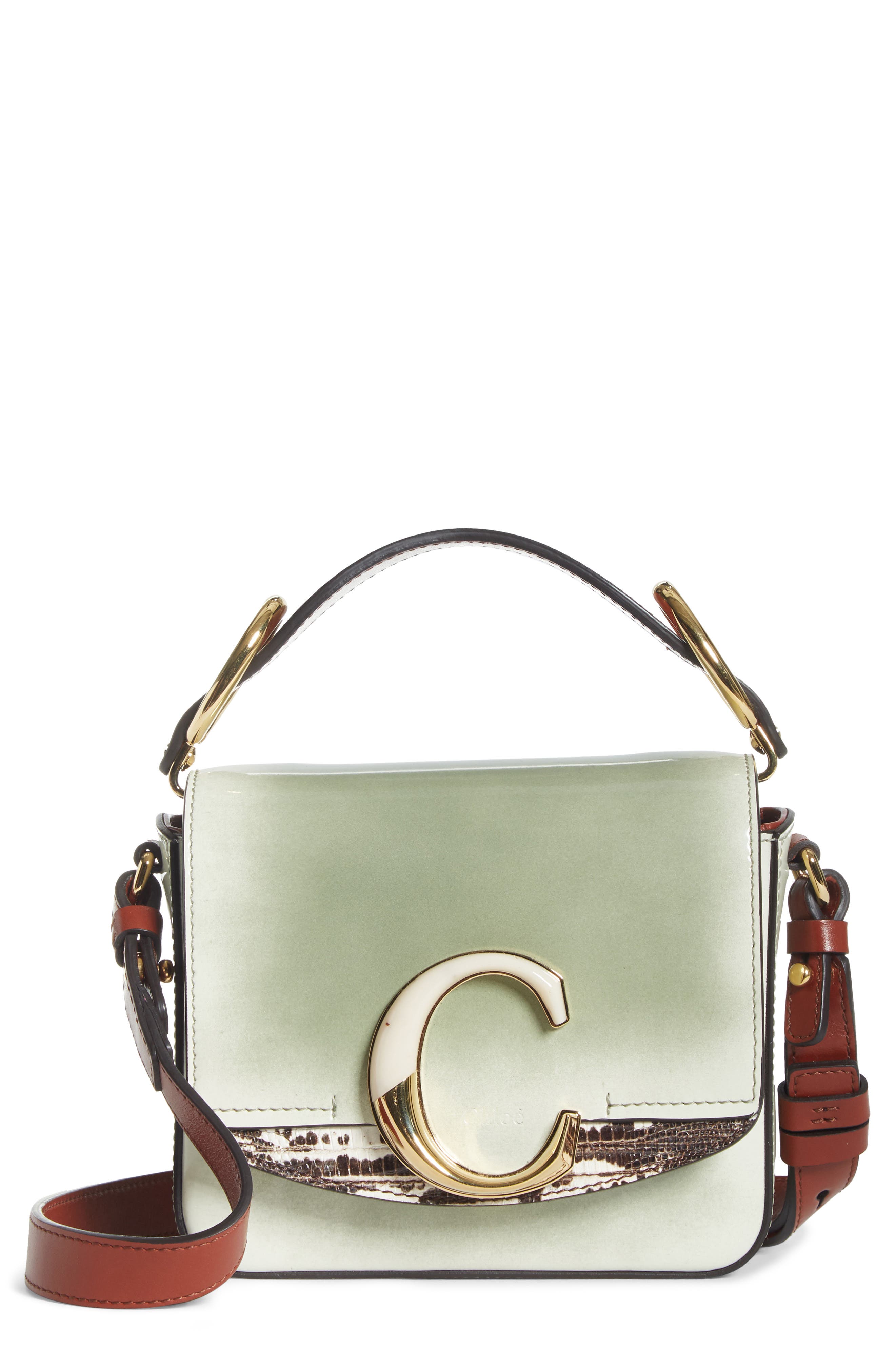 Chloé Mini C Leather Shoulder Bag, Main, color, 