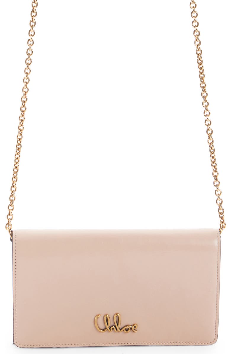 Chloé Iconic Wallet on a Chain, Main, color, 6J5 Cement Pink