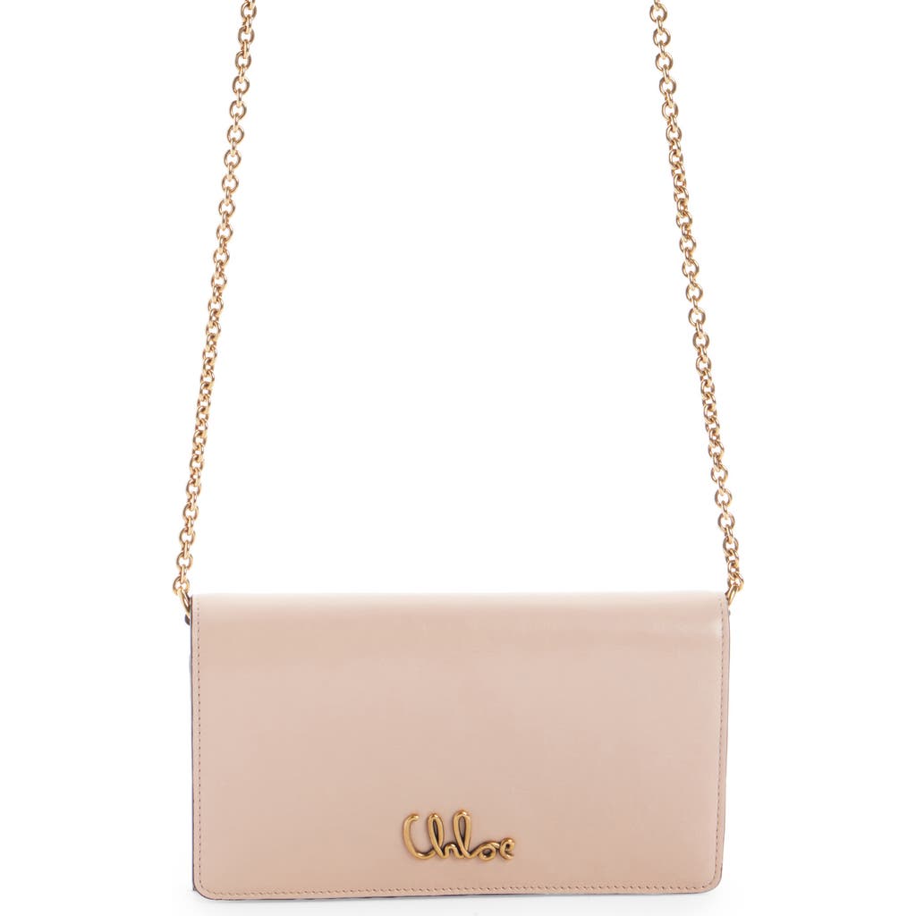 Chloé Womens Cement Pink Iconic Leather Wallet On Chain In 6j5 Cement Pink