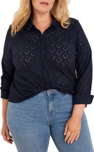 NIC+ZOE Eyelet Poplin Shirt