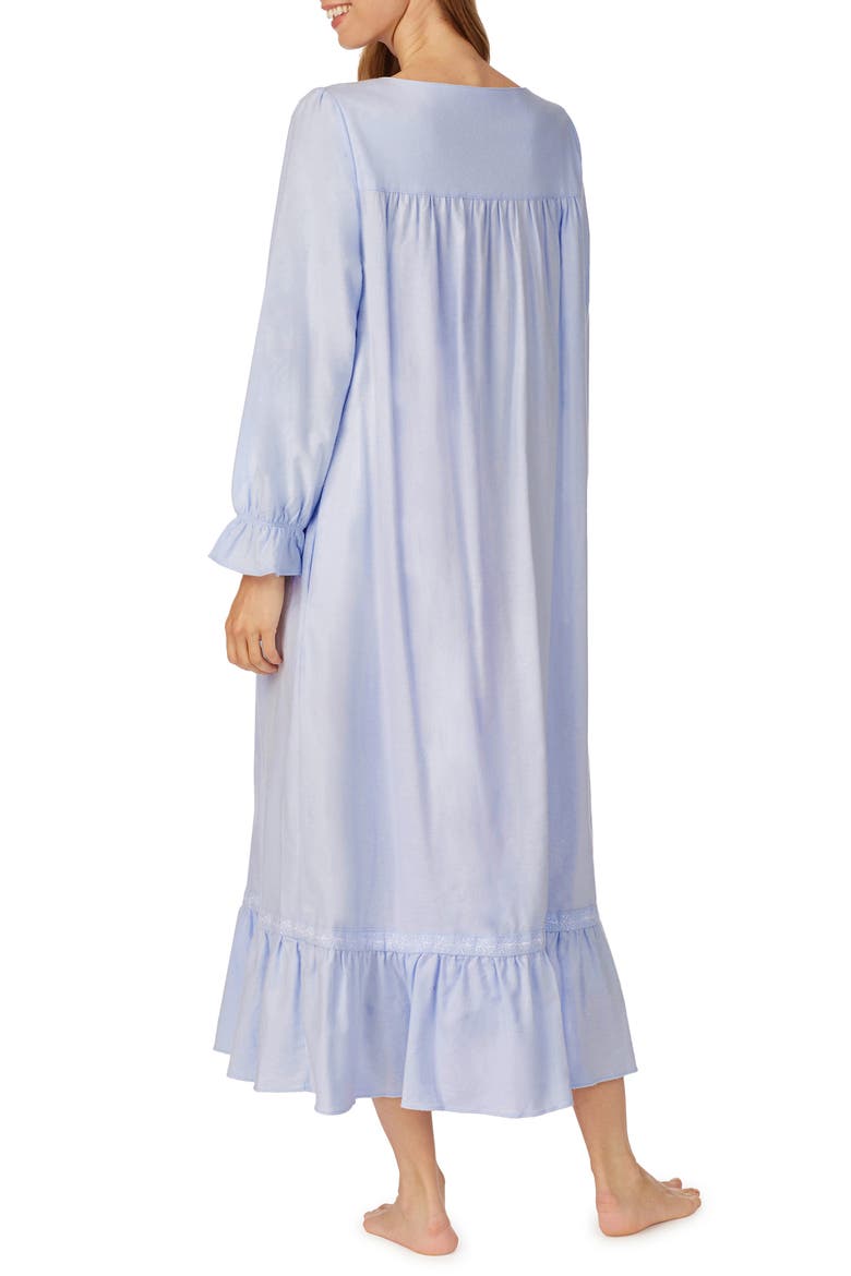 Long Sleeve Cotton Flannel Nightgown, Alternate, color, BLUE WHITE