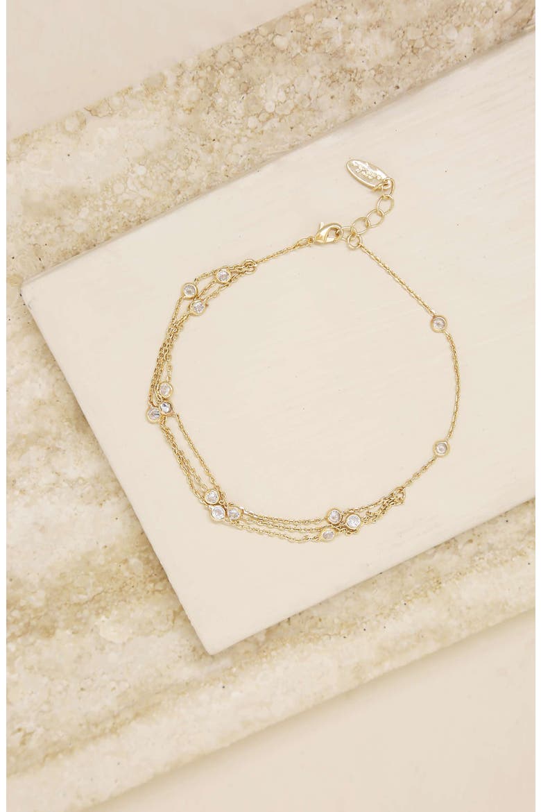 Cubic Zirconia Anklet, Alternate, color, GOLD