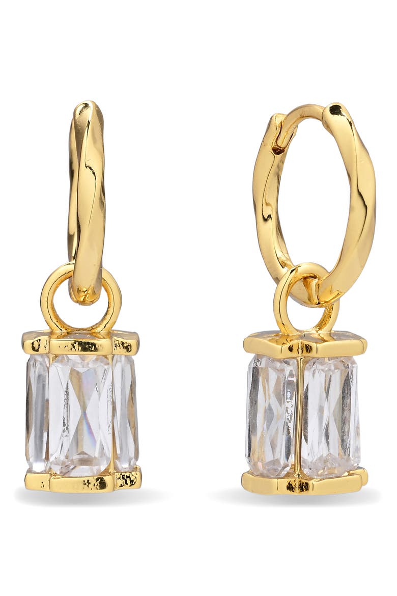 Bow and Bloom Charm Huggie Hoop Earrings, Alternate, color, GOLD