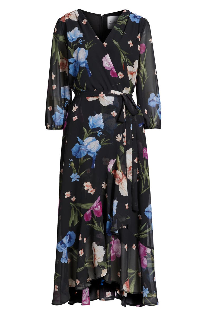 Sam Edelman Floral Faux Wrap High-Low Dress, Alternate, color, Navy/ Pink