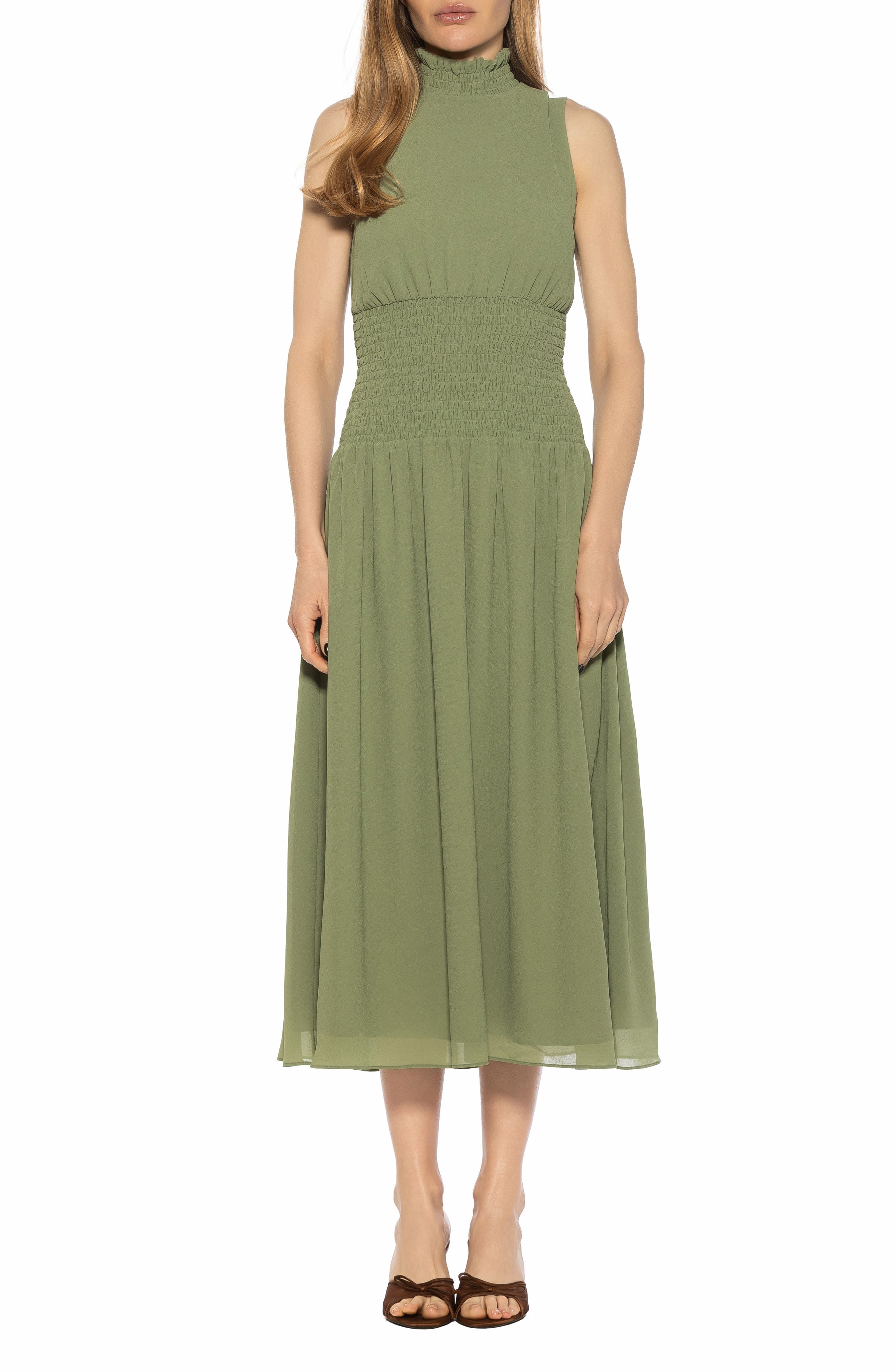 Alexia Admor Noor Smocked Neck Midi Dress