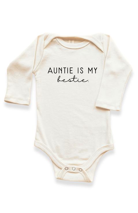 Auntie Is My Bestie - Organic Long Sleeve Baby Bodysuit