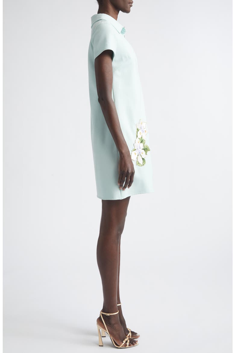 Embroidered Appliqué Stretch Wool Polo Dress, Alternate, color, SALTWATER