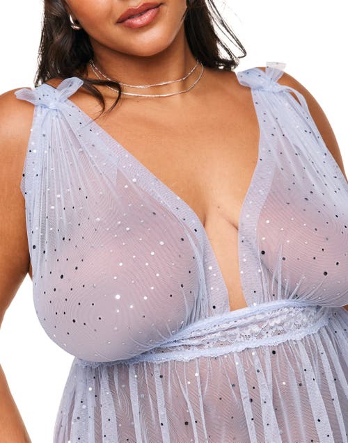 Adore Me Novah Babydoll & G-string Set Lingerie In Light Blue