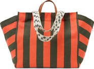Clare V. Beach Stripe Canvas Tote