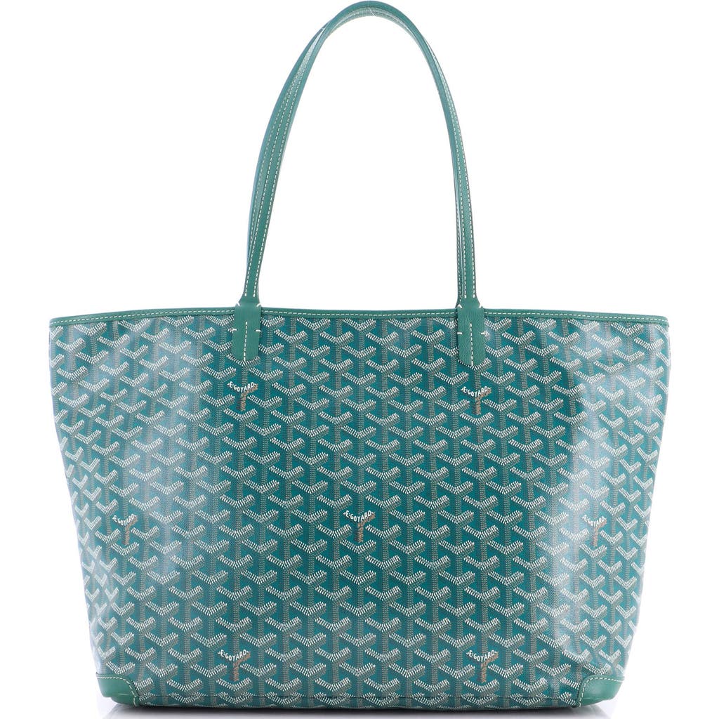 Pre-owned Goyard Goyard Artois Tote Coated Canvas Mm In Blue