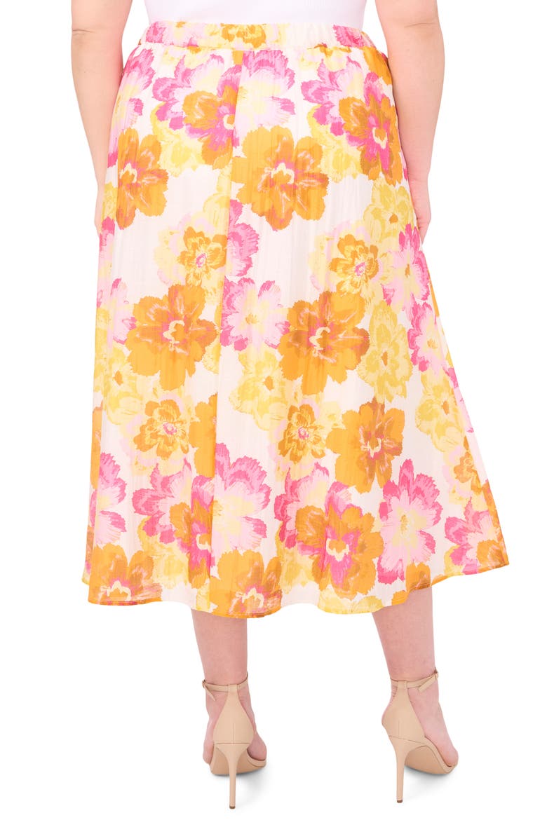 Floral Print Midi Skirt, Alternate, color, RADIANT YELLOW