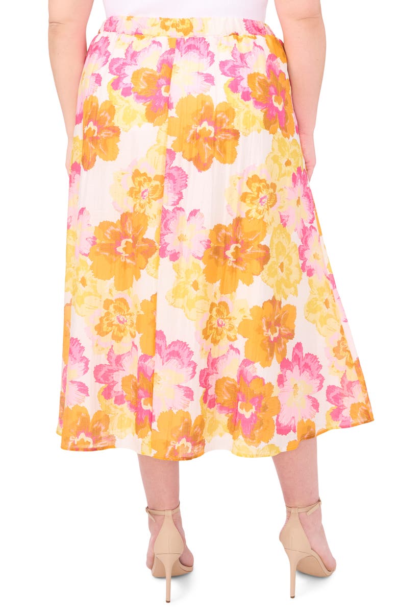 CeCe Floral Print Midi Skirt, Alternate, color, Radiant Yellow