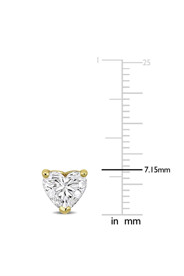 2 CTW Lab-Grown Diamond Heart Stud Earrings 14k, Alternate, color, Yellow Gold