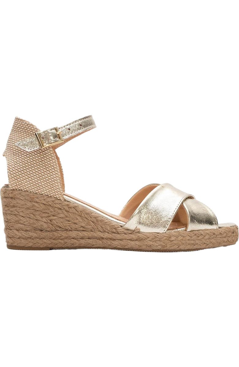 Forever & Always Shoes Miria Leather Platform Espadrille, Alternate, color, Gold Leather