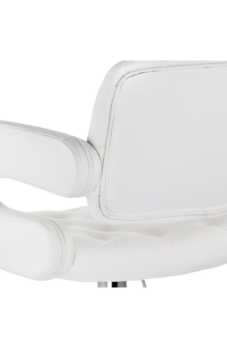Elama Faux Leather Tufted Bar Stool with Adjustable Height, Alternate, color, White