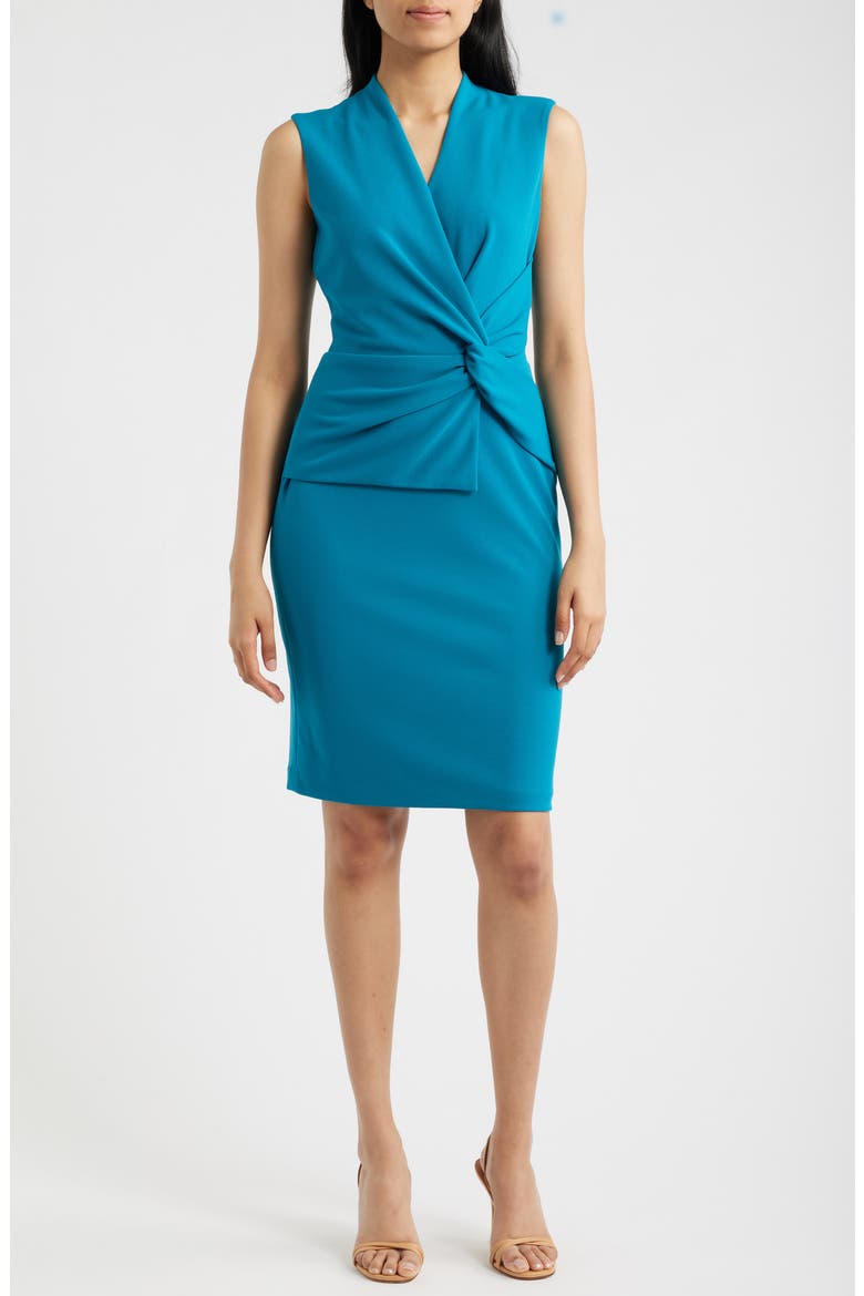 Twist Front Sheath Dress, Main, color, TEAL