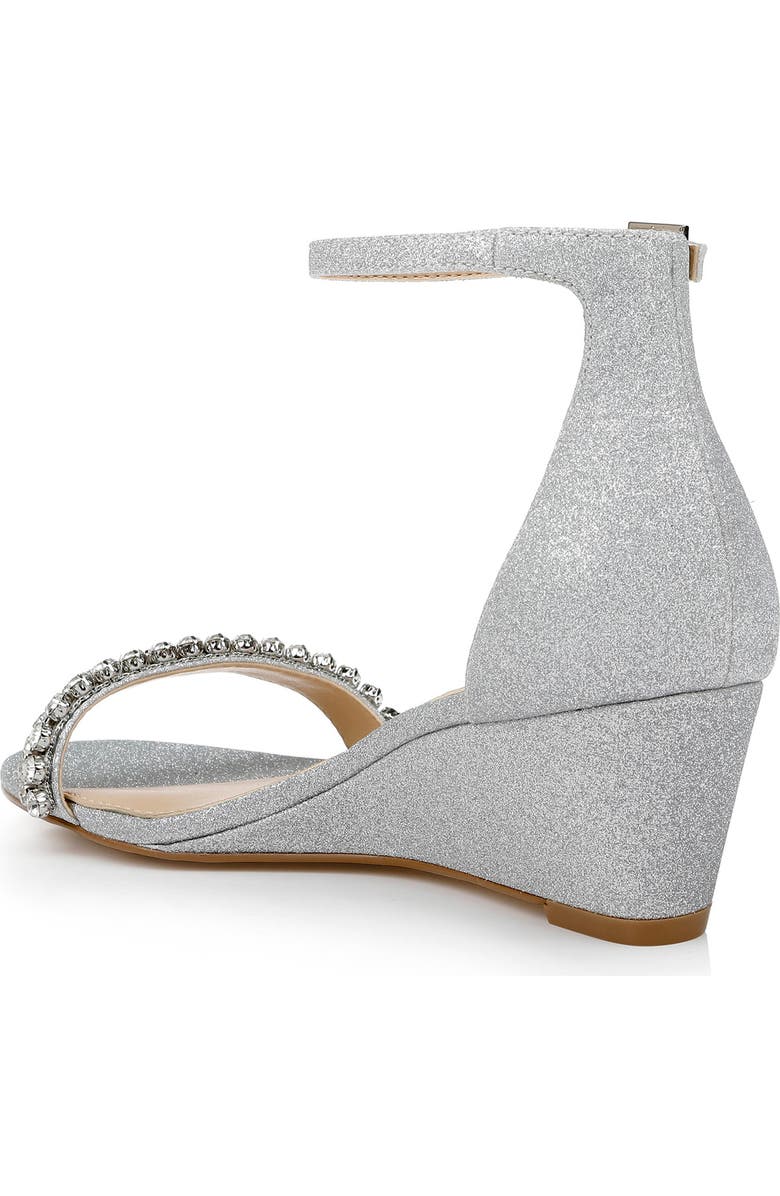 Jewel Badgley Mischka Lora Wedge Sandal, Alternate, color, Silver Glitter