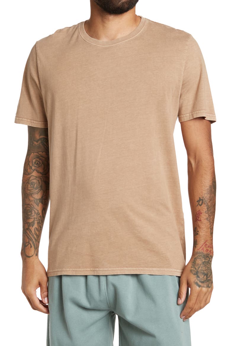 Acid Wash Crew Neck T-Shirt, Main, color, BROWN BARK