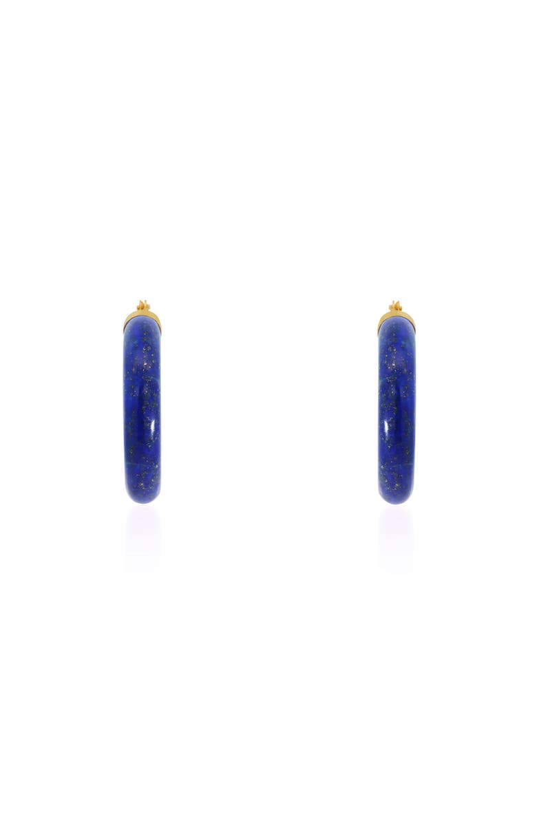 The Lovery Fine Jewelry Lapis Hoop Earrings, Alternate, color, Lapis
