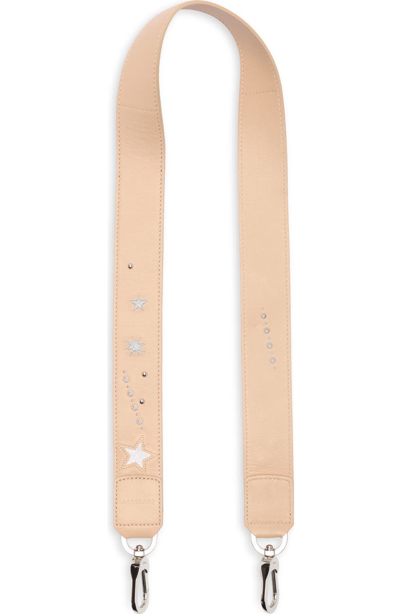 Longchamp Star Leather Shoulder Strap, Main, color, Gold Beige