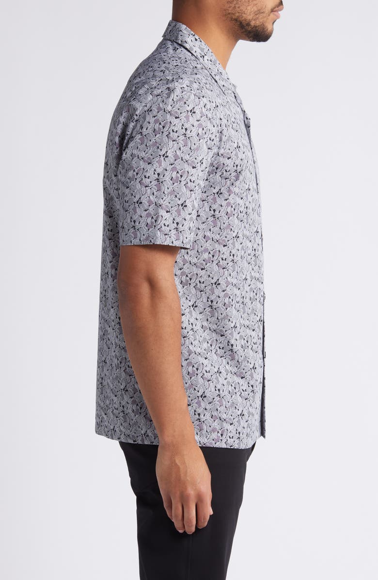 Theory Daze Grid Leaf Camp Shirt, Alternate, color, Bkmu