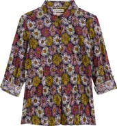 Seasalt Cornwall Larissa Crinkled Floral Organic Cotton Button-Up Shirt