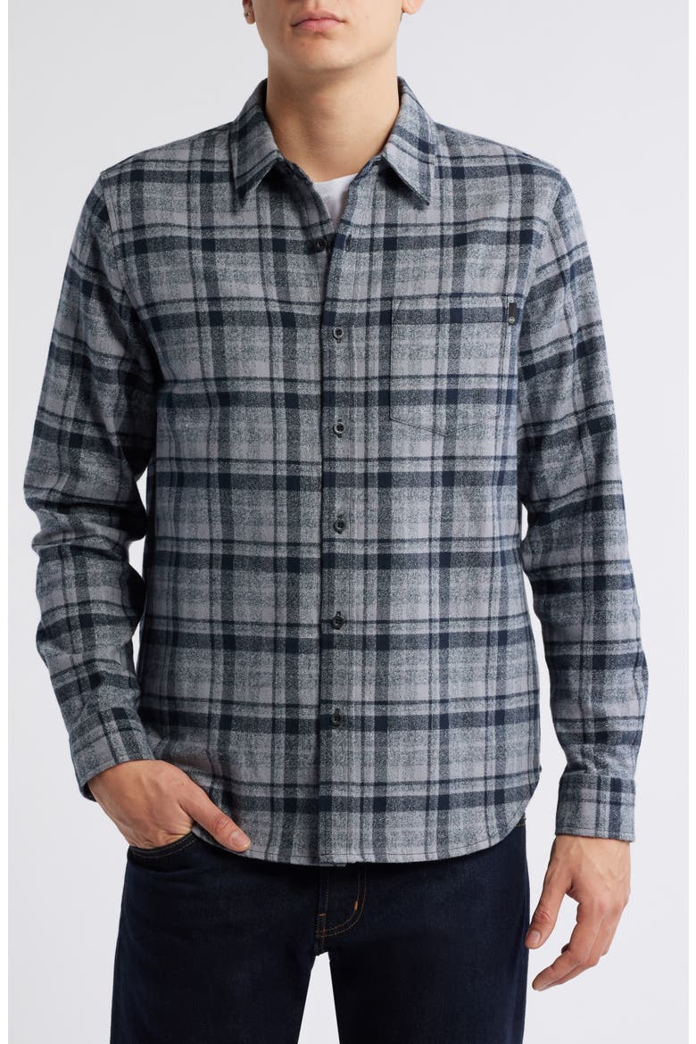 Aiden Plaid Cotton Button-Up Shirt, Alternate, color, TARTAN PLAID DARK GREY MULTI