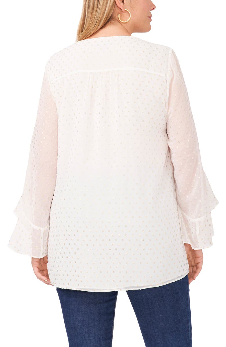 Vince Camuto Swiss Dot Flutter Sleeve Blouse, Alternate, color, 