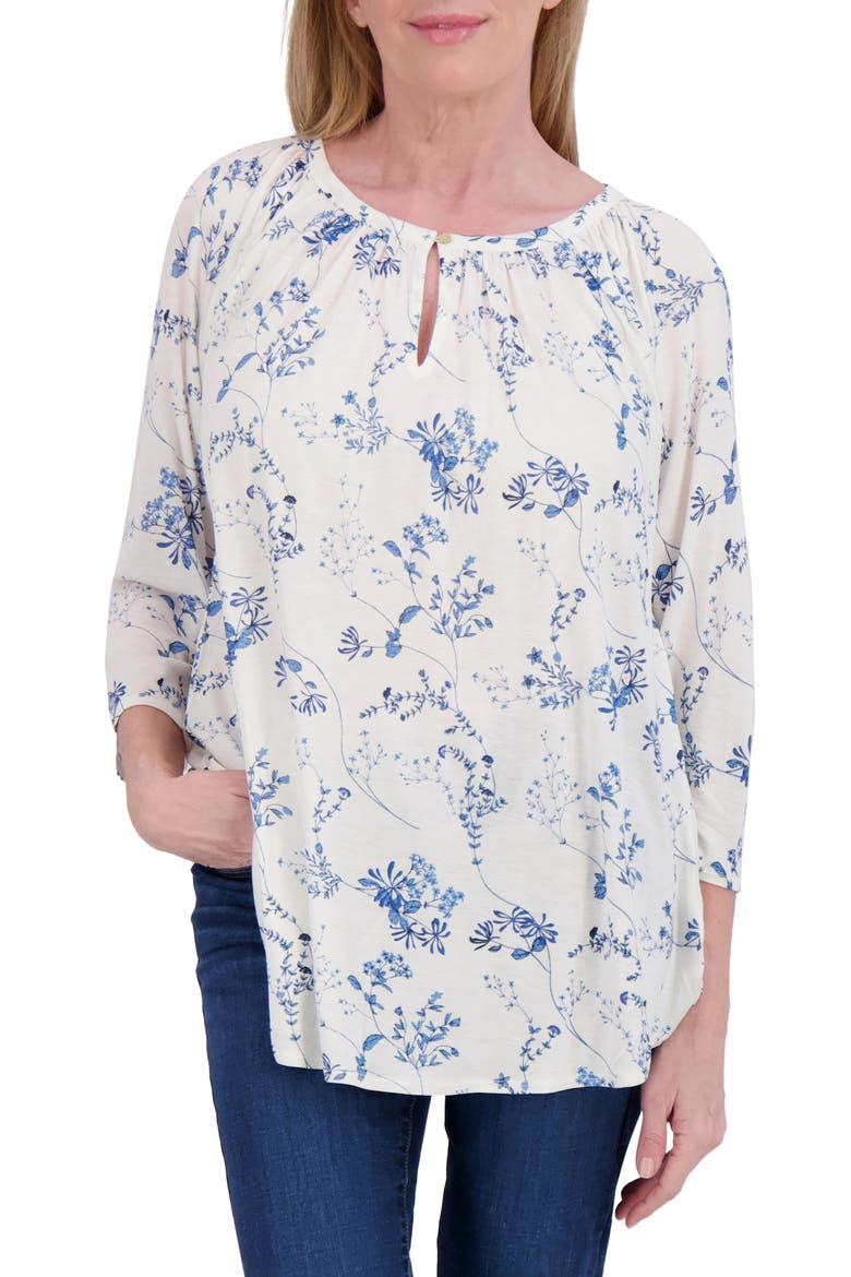 Floral Raglan Sleeve Top, Main, color, MARSHMALLOW