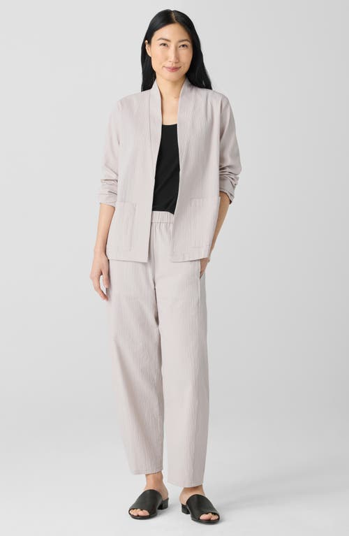 Eileen Fisher Organic Cotton Pucker High Collar Jacket In Gray