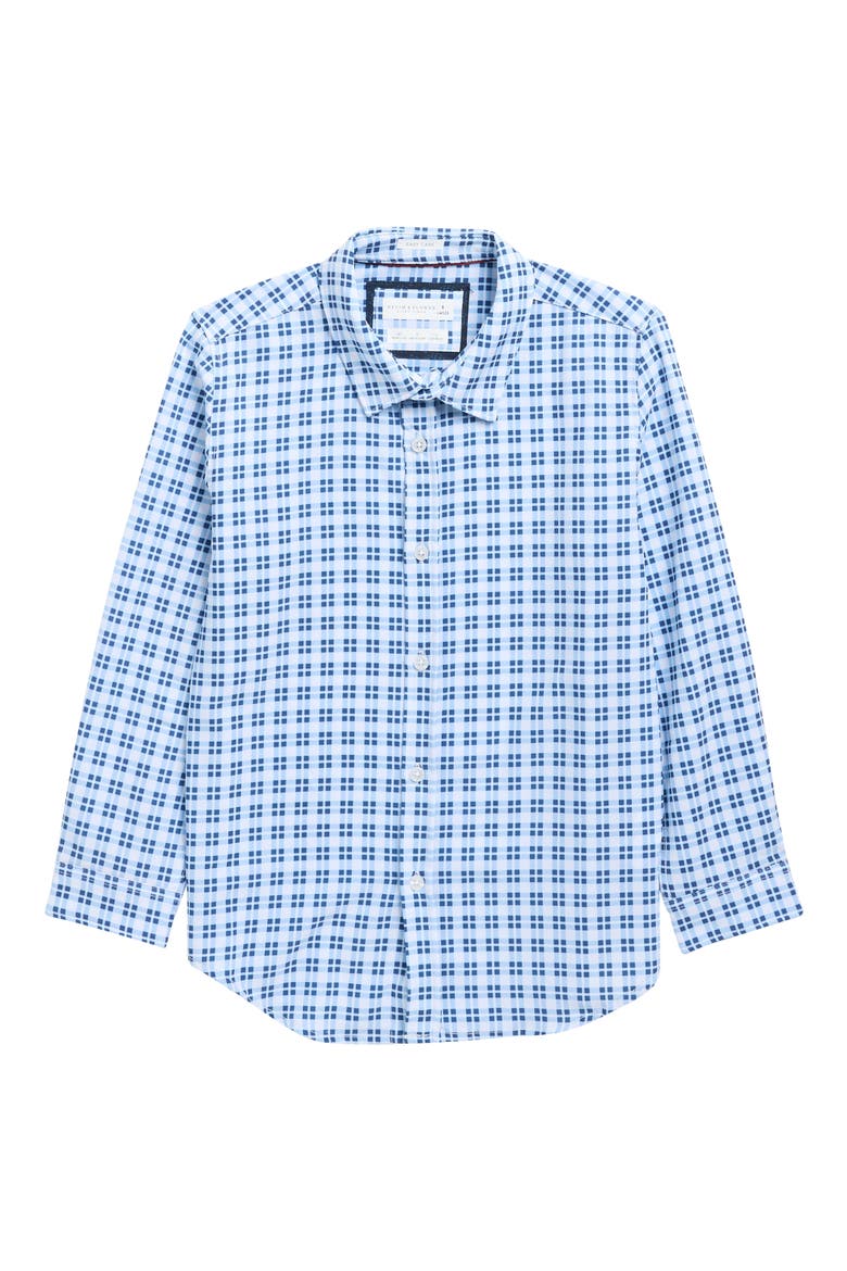 Kids' Plaid Button-Up Shirt, Main, color, WHITE
