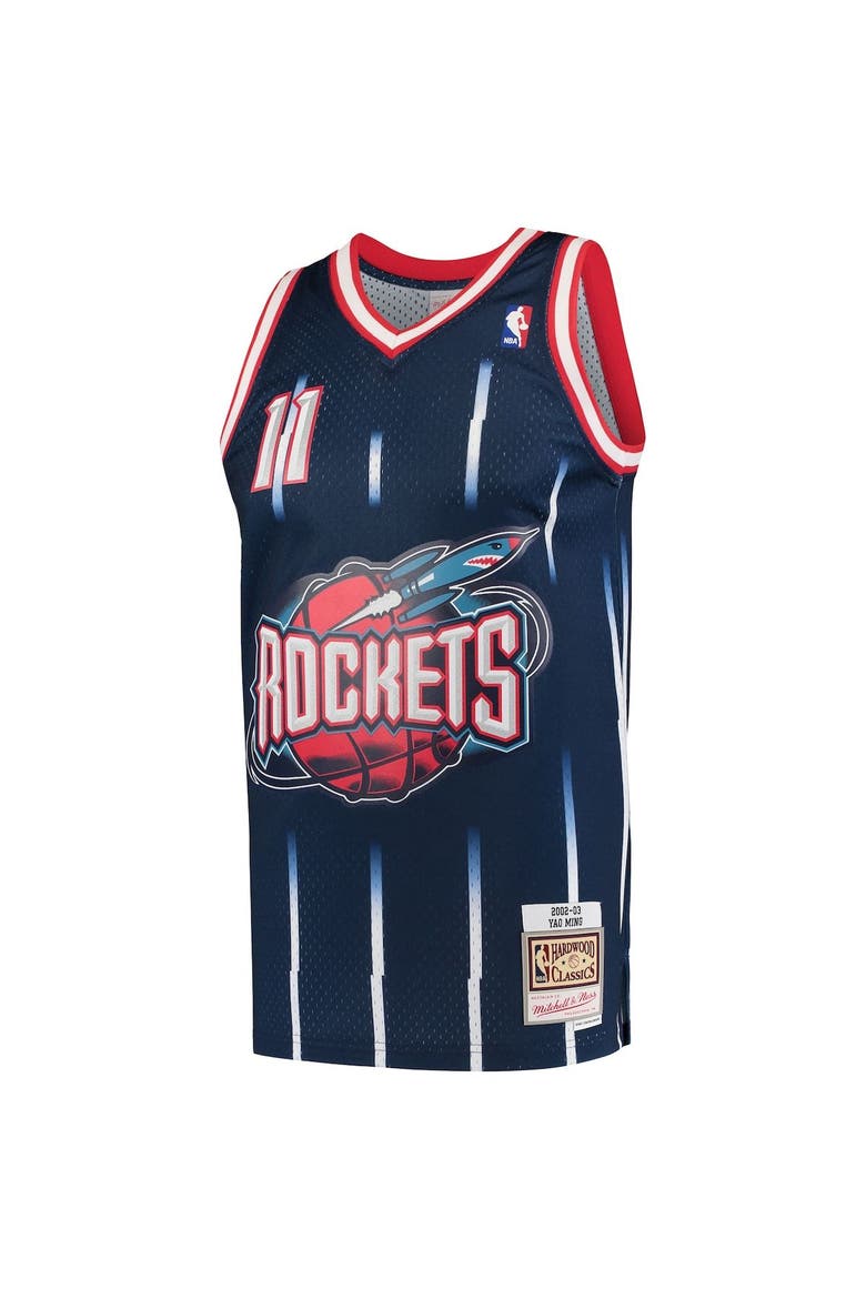 Men's Mitchell & Ness Yao Ming Navy Houston Rockets Hardwood Classics 2002-03 Swingman Jersey, Alternate, color, Navy