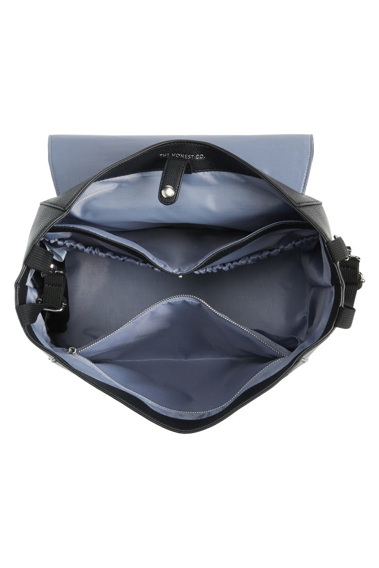 Convertible Faux Leather Diaper Tote, Alternate, color, BLACK