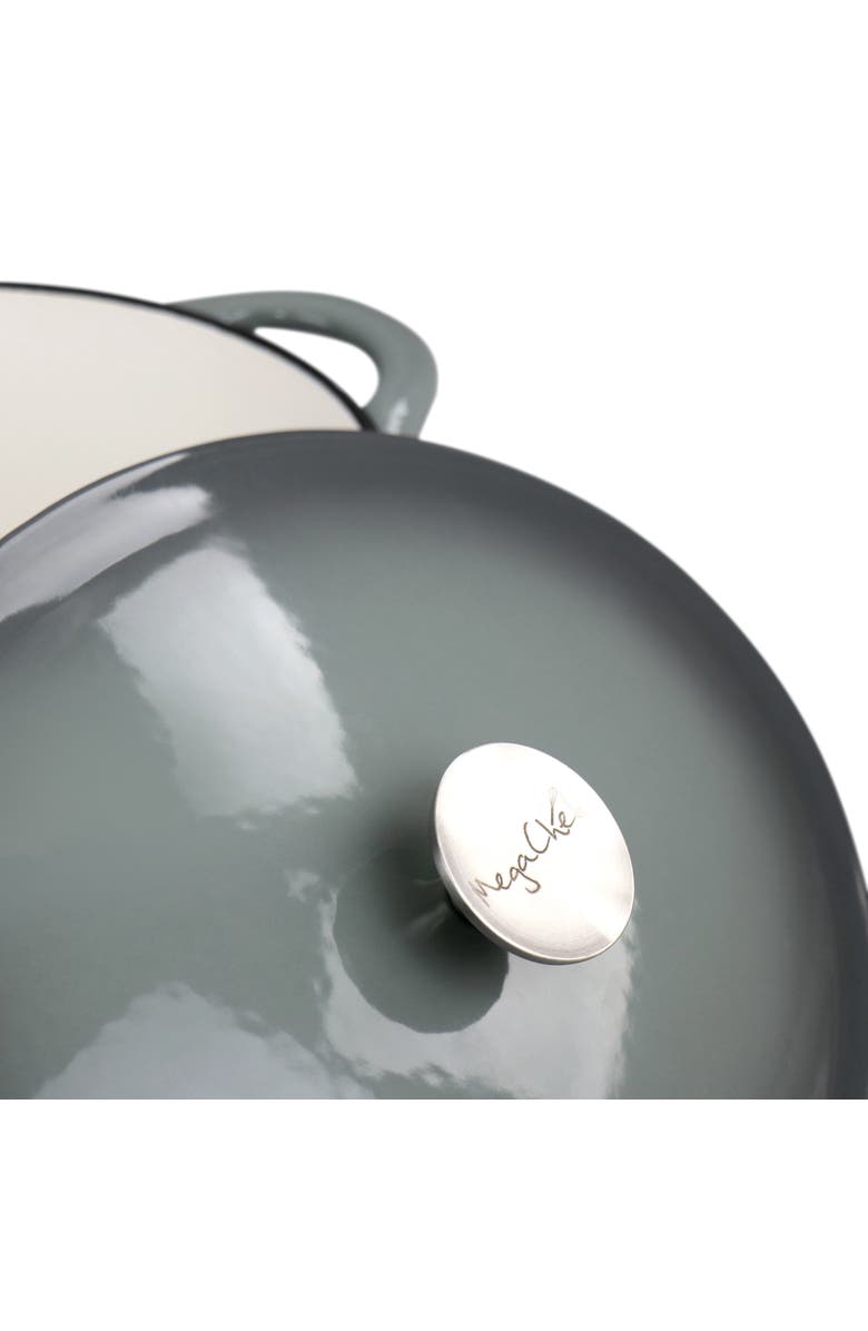 Megachef 7 Quarts Oval Enameled Cast Iron Casserole, Alternate, color, Gray