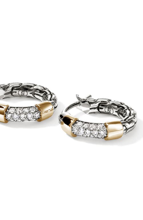 John Hardy Chain-link Hoop Earrings In Silver And Gold White Diamond
