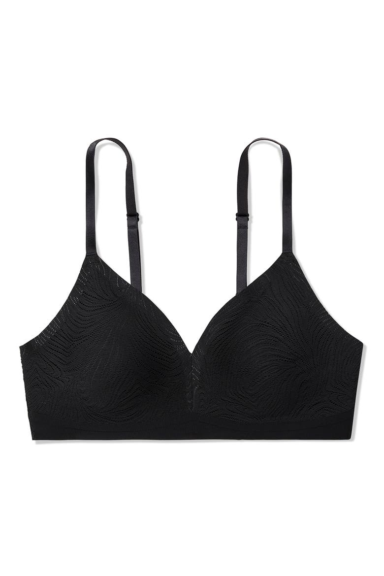 Lace Triangle Bralette, Alternate, color, BLACK