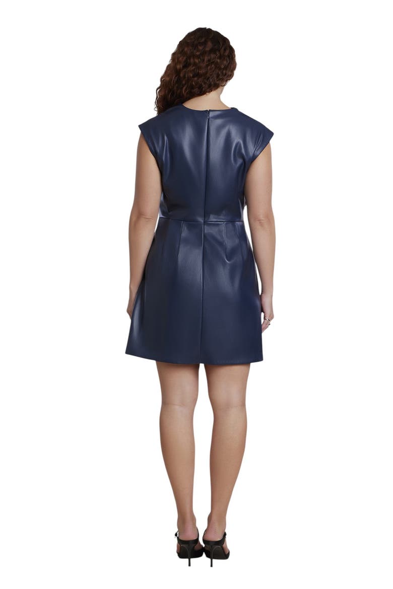 Funnel Neck Faux Leather Mini Dress (plus), Alternate, color, COLLEGIATE BLUE
