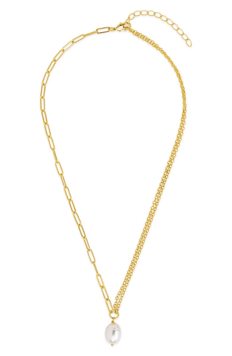 Sterling Forever River Pearl Mixed Chain Necklace, Alternate, color, Gold