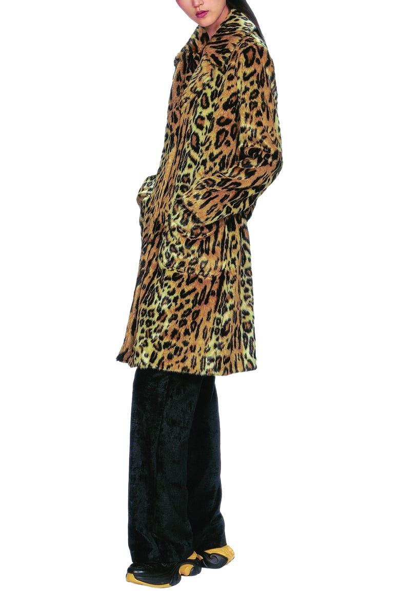 Anna Sui Faux Leopard Coat, Alternate, color,